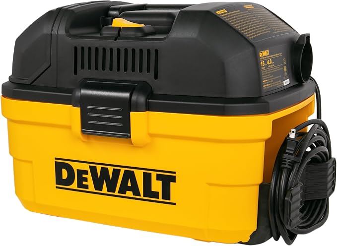 DEWALT DXV04T 4 Gallon 5 Peak HP Portable Corded Wet/Dry Shop Vacuum Yellow