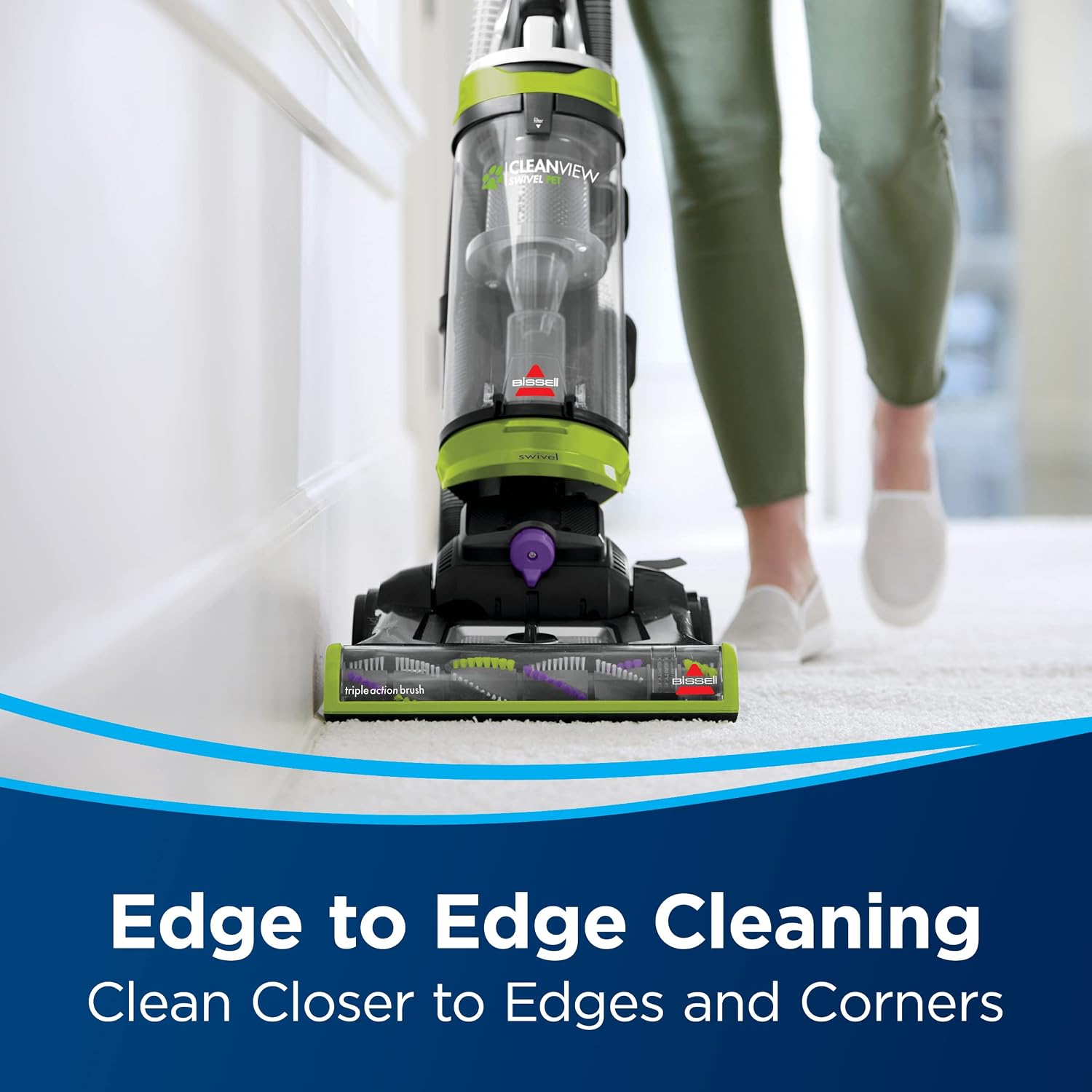 Bissell CleanView Swivel Pet Upright Vacuum Triple Action Brush Roll Large Capacity Dirt Tank Scatter-Free Technology 2252