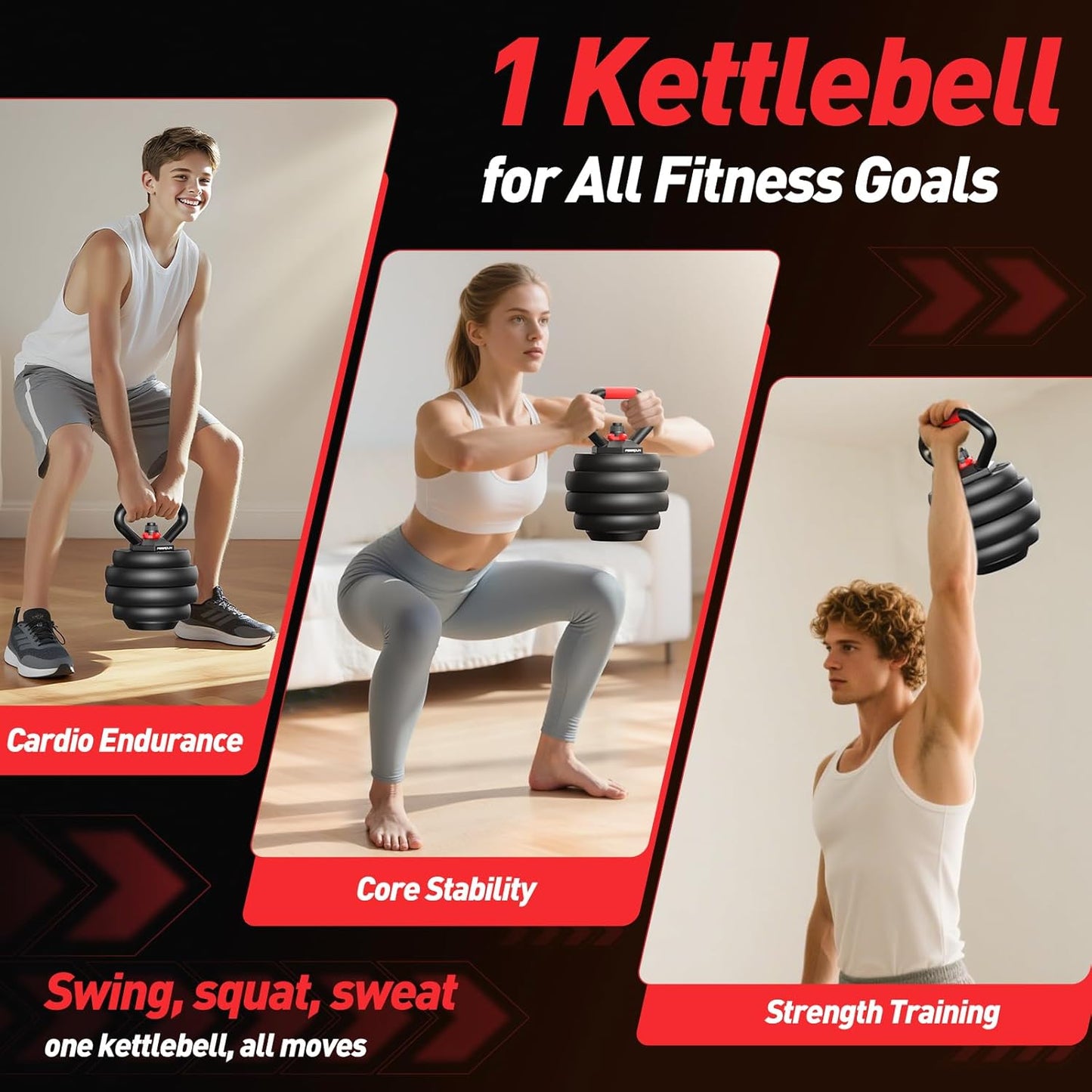 FITPLAM 5-in-1 Adjustable Dumbbell Set Barbell Kettlebell Push-Up Stand Weight Plates Home Gym 45 lb