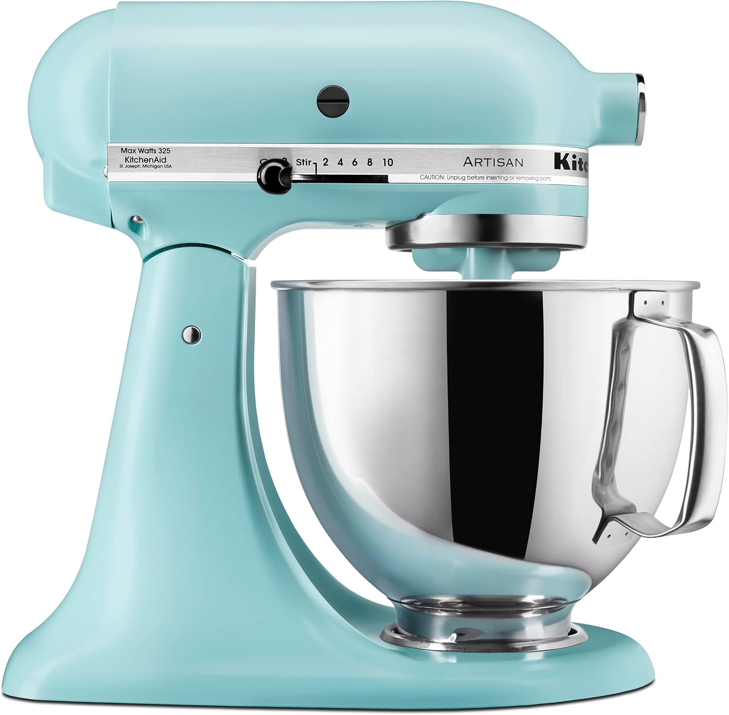 KitchenAid Artisan 5 Qt Tilt-Head Stand Mixer 325W 10-Speed with Flat Beater Dough Hook Wire Whip Pouring Shield 23 lb KSM150PS