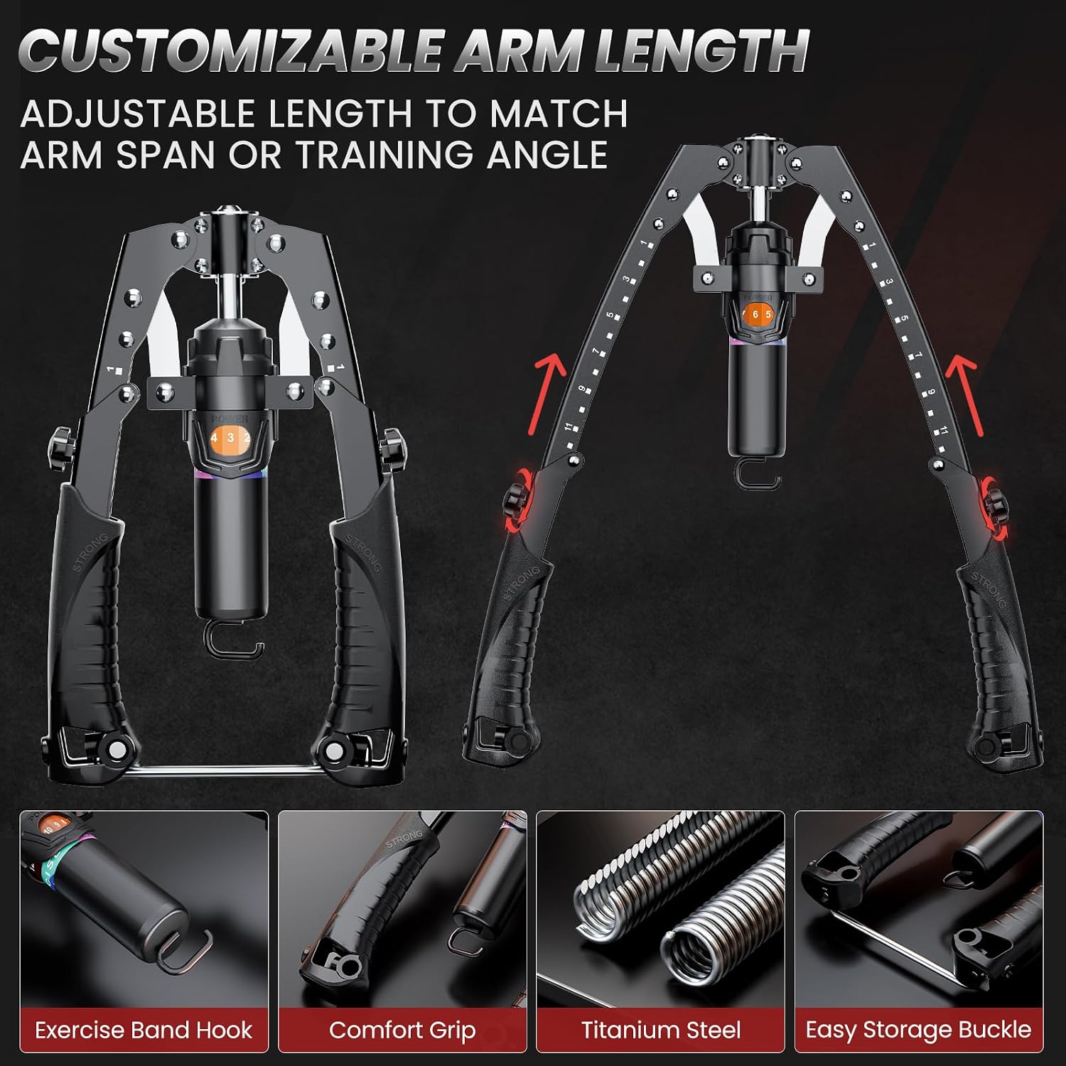 Hydraulic Twister Arm Trainer 22-440 lbs Adjustable 3-in-1 Chest Workout Equipment with Ab Roller