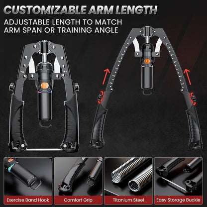 Hydraulic Twister Arm Trainer 22-440 lbs Adjustable 3-in-1 Chest Workout Equipment with Ab Roller