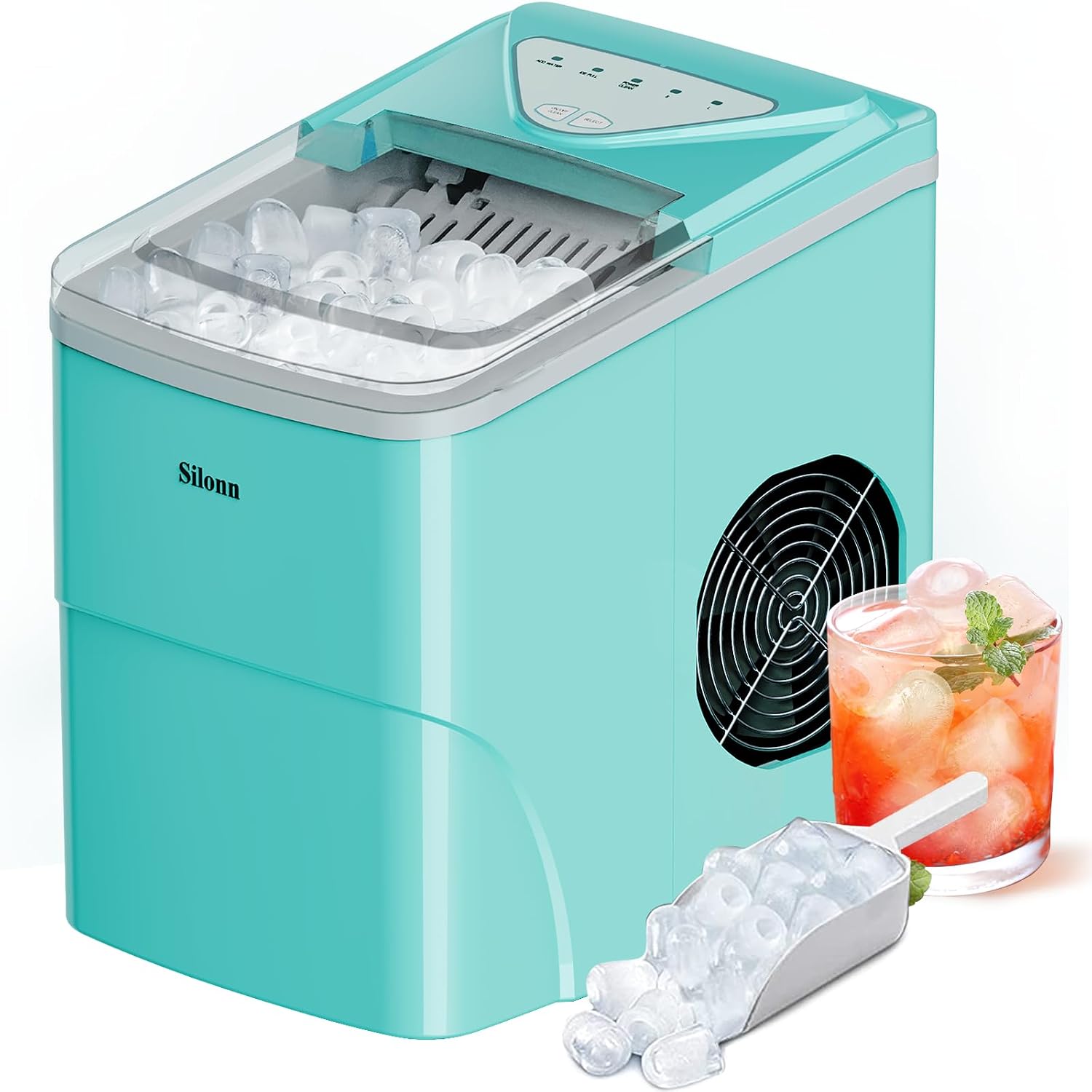 Silonn Nugget Ice Maker Countertop Chewable Pellet Ice Machine Self-Cleaning 36 lbs/Day Portable Black