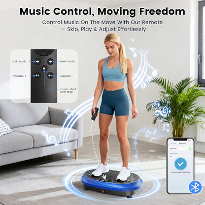 HVX Vibration Plate Exercise Machine 450 lb Capacity Full Body Shaker with Resistance Bands Blue