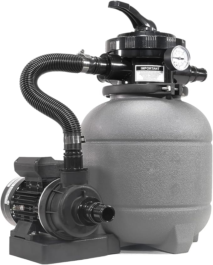 XtremepowerUS 12-Inch Above Ground Pool Sand Filter System 0.25 HP 2400 GPH Pump 7-Way Valve for Pools Up to 10,000 Gallons Black 75030