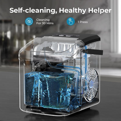 Antarctic Star Countertop Ice Maker 26 lbs/Day 6-Minute Bullet Ice Self-Cleaning Portable Black