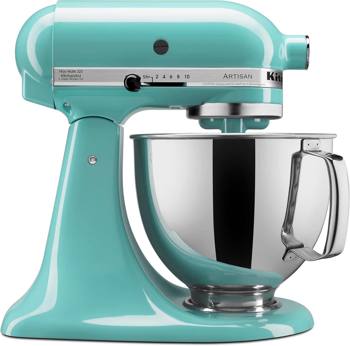 KitchenAid Artisan 5 Qt Tilt-Head Stand Mixer 325W 10-Speed with Flat Beater Dough Hook Wire Whip Pouring Shield 23 lb KSM150PS