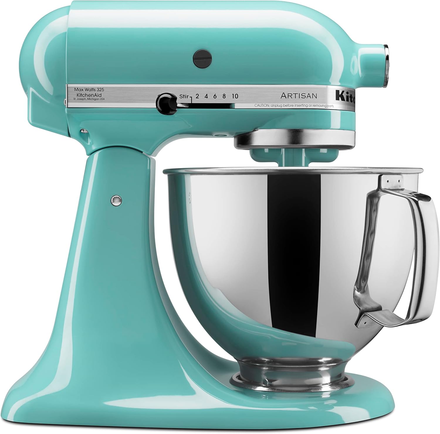 KitchenAid Artisan 5 Qt Tilt-Head Stand Mixer 325W 10-Speed with Flat Beater Dough Hook Wire Whip Pouring Shield 23 lb KSM150PS