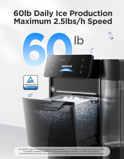 GoveeLife Smart Nugget Ice Maker Pro 60 lbs/Day 6-Minute Ice 40dB Ultra-Quiet App Control Self-Cleaning