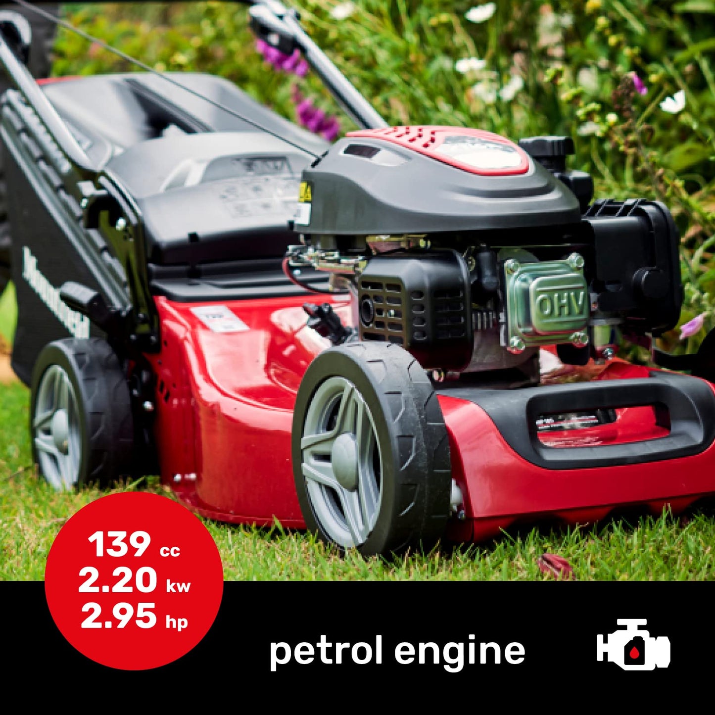 HP164 39Cm 123cc Hand Propelled Petrol Lawnmower