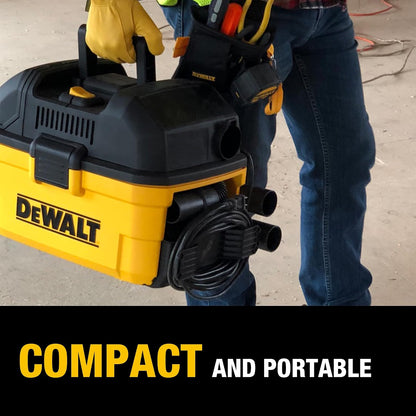 DEWALT DXV04T 4 Gallon 5 Peak HP Portable Corded Wet/Dry Shop Vacuum Yellow