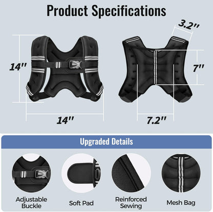 Zeerun Weighted Vest Reflective Stripe Adjustable Buckle Neoprene Rucking for Men Women Walking Running Strength Training