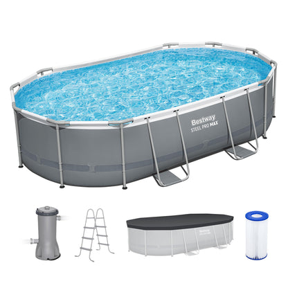 Steel Pro MAX 16' x 10' x 42" Above Ground Pool, Oval Metal Frame Outdoor Swimming Pool