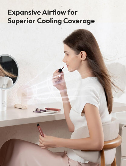 Slim Portable Fan USB Rechargeable Handheld Foldable 3-Speed Beige