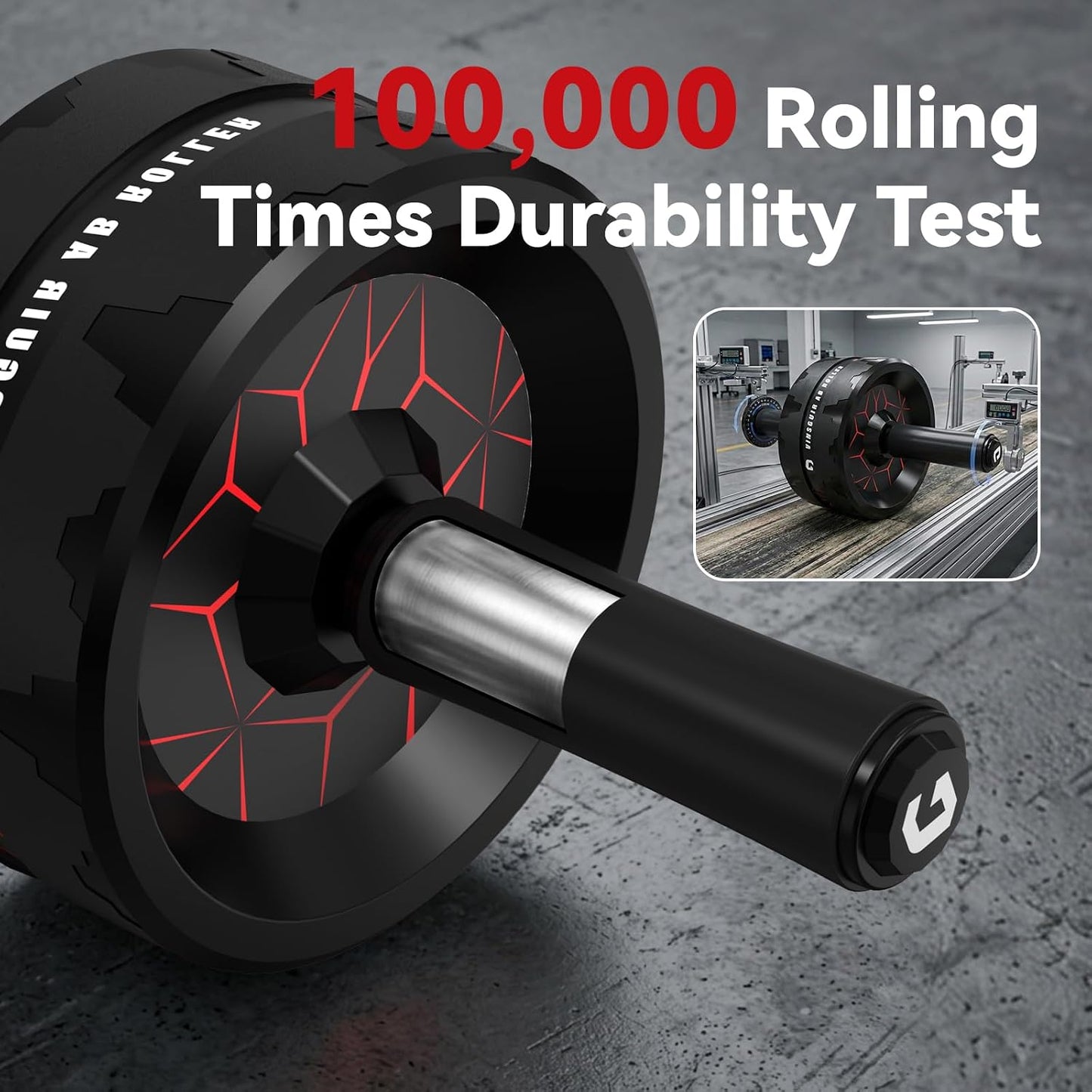 VINSGUIR Ab Roller Wheel Dual-Wide Core Strength Trainer with Knee Pad 440 lb Capacity