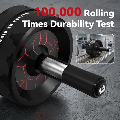 VINSGUIR Ab Roller Wheel Dual-Wide Core Strength Trainer with Knee Pad 440 lb Capacity