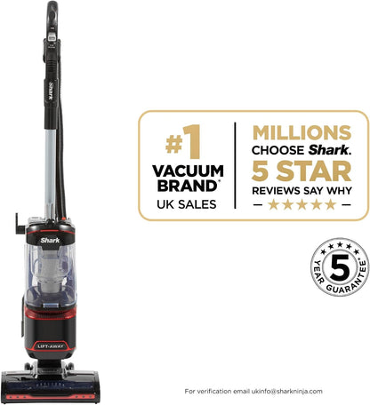Shark NV602UKT Lift-Away Upright Vacuum Cleaner Anti-Allergen LED Headlights 1.1 L 8m Cord 750W 15.4 lb Red/Black