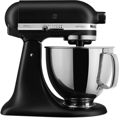 KitchenAid Artisan 5 Qt Tilt-Head Stand Mixer 325W 10-Speed with Flat Beater Dough Hook Wire Whip Pouring Shield 23 lb KSM150PS