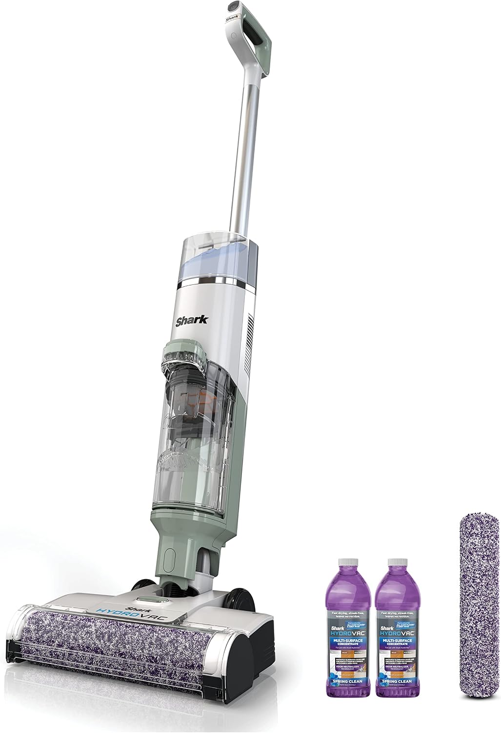 Shark HydroVac Cordless Pro XL 3-in-1 Vacuum Mop Self-Cleaning System 2 Brushrolls 2 Solutions Multi-Surface Hardwood Tile Area Rug Tea Green AW302