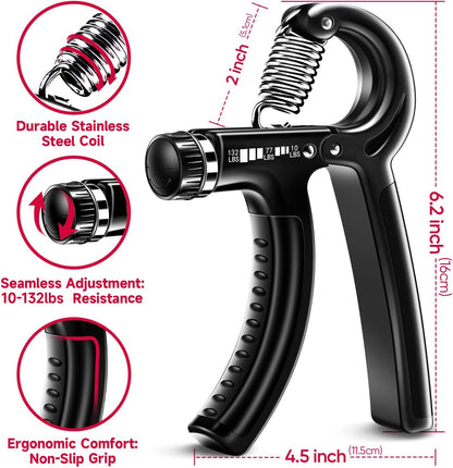 FitBeast Grip Strengthener Forearm Hand Grips Kit 5 Pack Adjustable Resistance 10-132 lbs