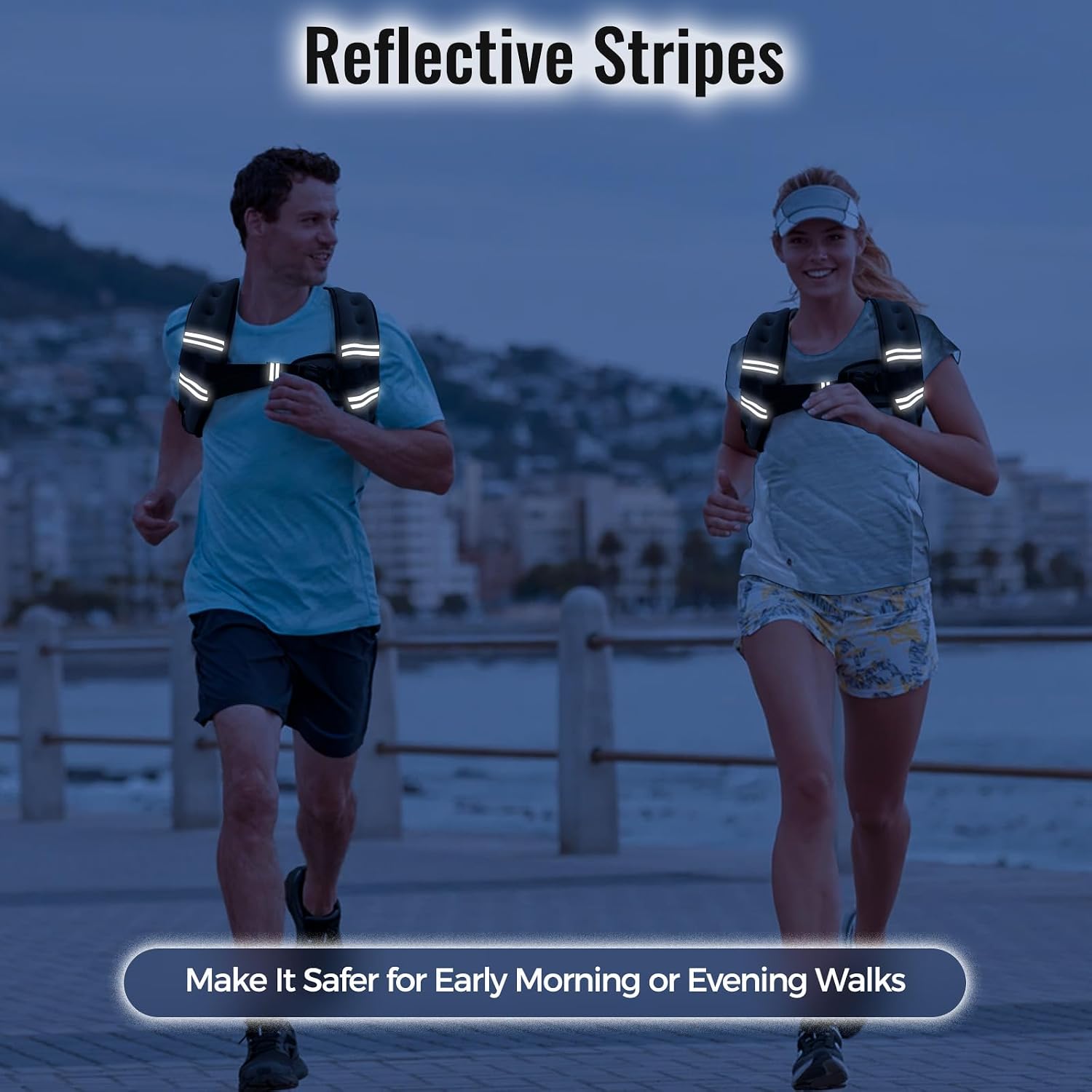 Zeerun Weighted Vest Reflective Stripe Adjustable Buckle Neoprene Rucking for Men Women Walking Running Strength Training