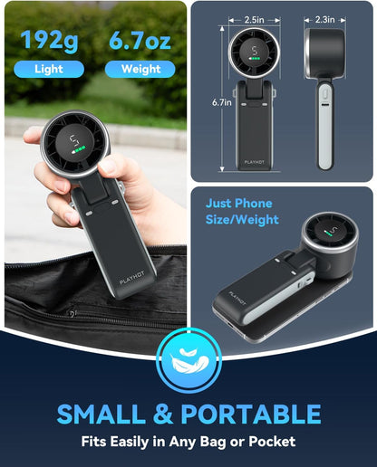 Portable Handheld Turbo Fan 5-Speed Rechargeable Foldable