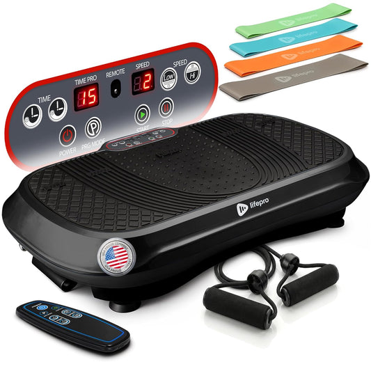 LifePro Waver Vibration Plate Exercise Machine 99 Speeds 10 Presets Resistance Bands Non-Slip 330 lb Capacity