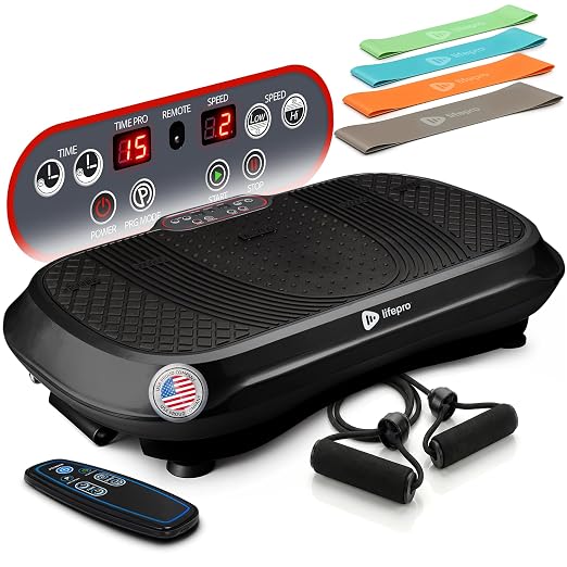 LifePro Waver Vibration Plate Exercise Machine 99 Speeds 10 Presets Resistance Bands Non-Slip 330 lb Capacity