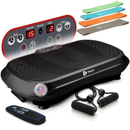 LifePro Waver Vibration Plate Exercise Machine 99 Speeds 10 Presets Resistance Bands Non-Slip 330 lb Capacity