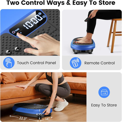 HVX Vibration Plate Exercise Machine 450 lb Capacity Full Body Shaker with Resistance Bands Blue