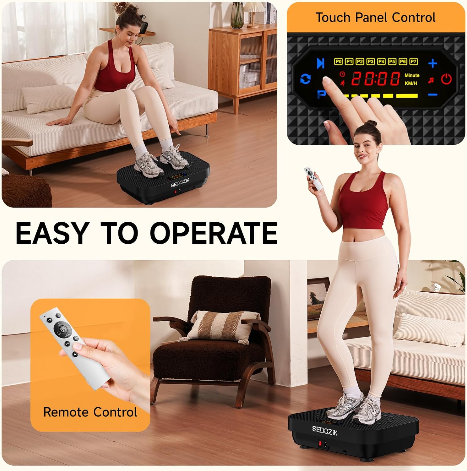 Vibration Plate Exercise Machine with Resistance Bands Bluetooth 450 lb Capacity Black