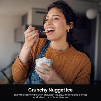 Kismile Nugget Ice Maker Countertop Chewable Pellet Ice Machine Self-Cleaning 35 lbs/Day Portable