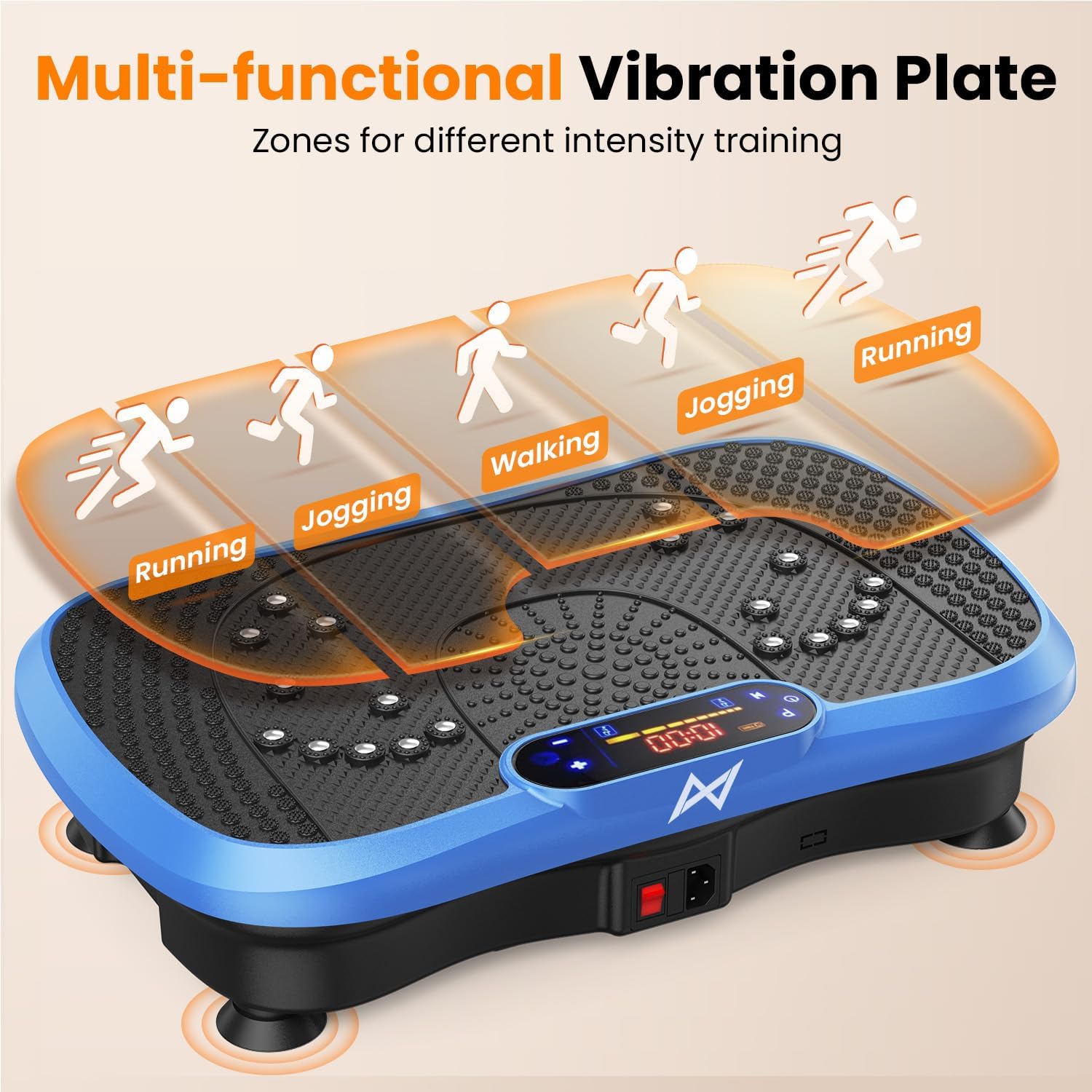 AXV Vibration Plate Exercise Machine 120 Speeds Remote Control Resistance Bands 400 lb Capacity