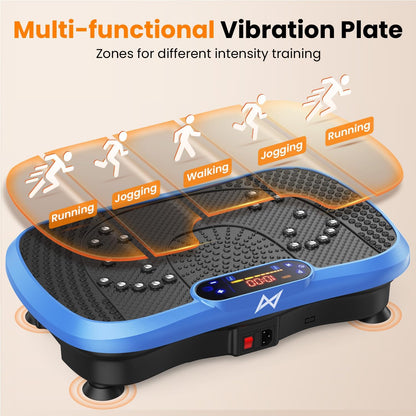 AXV Vibration Plate Exercise Machine 120 Speeds Remote Control Resistance Bands 400 lb Capacity