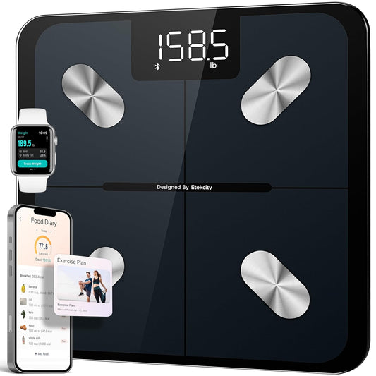 Etekcity Apex HR Smart Fitness Scale Wi-Fi Body Weight BMI Body Fat Muscle Mass Heart Rate TFT Display Tempered Glass 400 lb