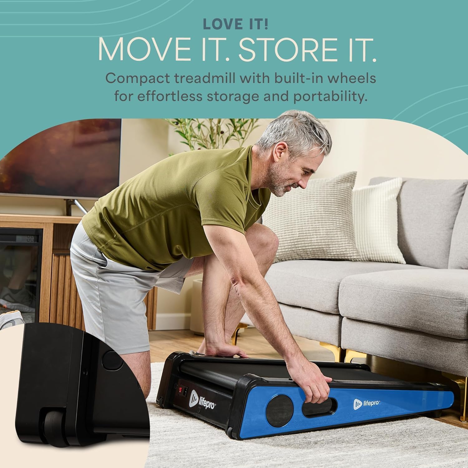 LifePro PacerMini Compact Walking Pad Treadmill with Incline Under Desk Portable Quiet Electric 3 MPH 220 lb Capacity