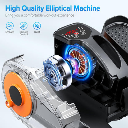 GUGTTR Under Desk Elliptical Machine Electric Seated Pedal Exerciser Fully Assembled Quiet Portable with Remote 12 Speeds 500 lb Capacity