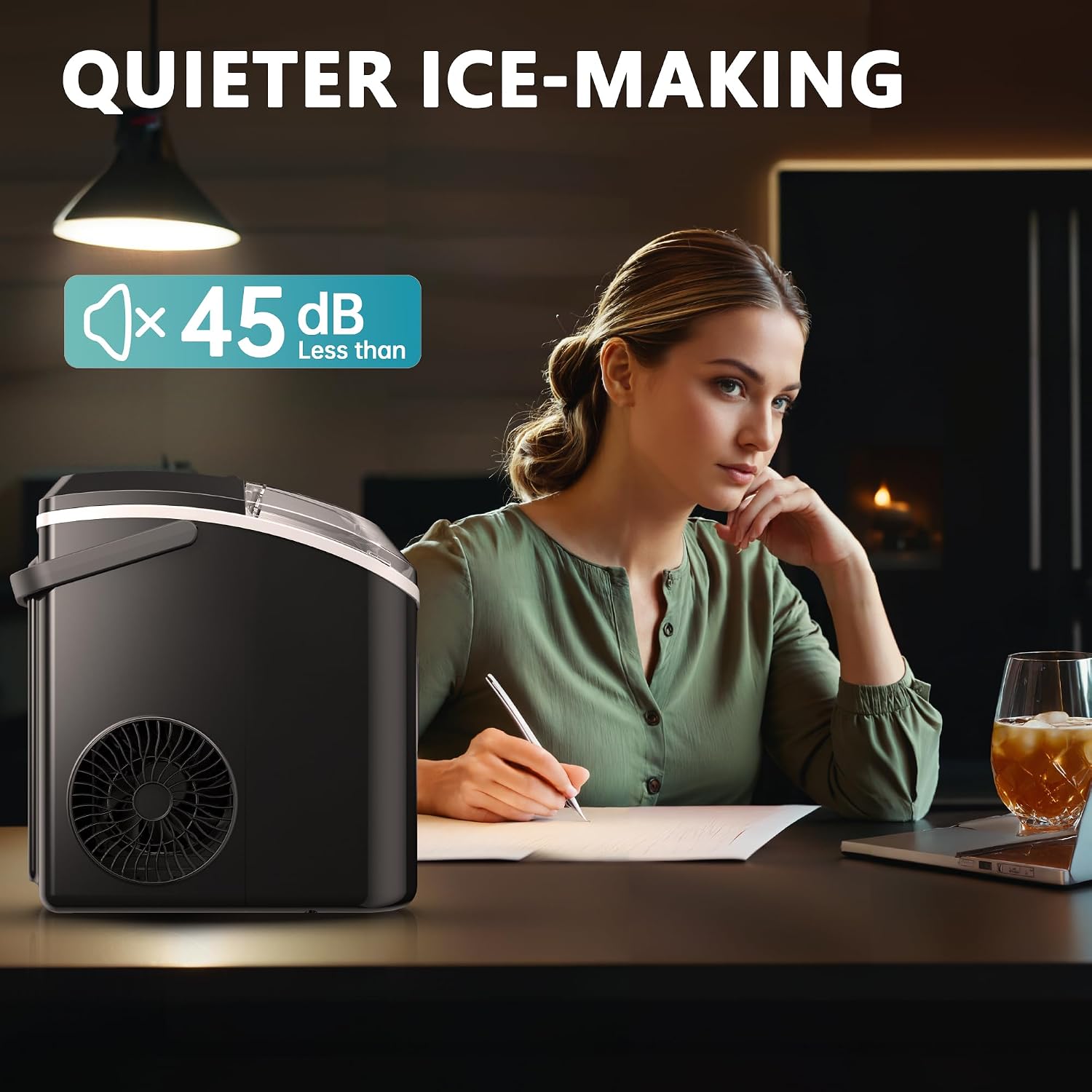 EUHOMY Nugget Ice Maker Countertop Chewable Pellet Ice Self-Cleaning 34 lbs/Day Portable