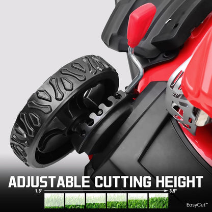 PowerSmart EasyCut 18-Inch 144cc Gas Push Lawn Mower 4-Cycle OHV Engine 3-in-1 Mulching Bagging Side Discharge Steel Deck 6-Position Height Adjustment Red DB8618P