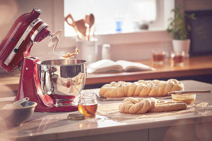 KitchenAid Artisan 5 Qt Tilt-Head Stand Mixer 325W 10-Speed with Flat Beater Dough Hook Wire Whip Pouring Shield 23 lb KSM150PS