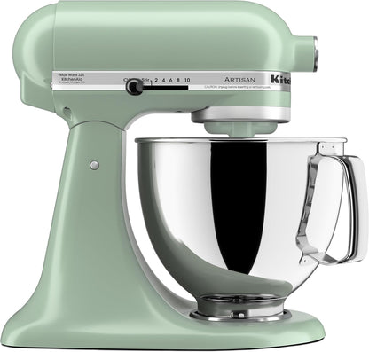 KitchenAid Artisan 5 Qt Tilt-Head Stand Mixer 325W 10-Speed with Flat Beater Dough Hook Wire Whip Pouring Shield 23 lb KSM150PS