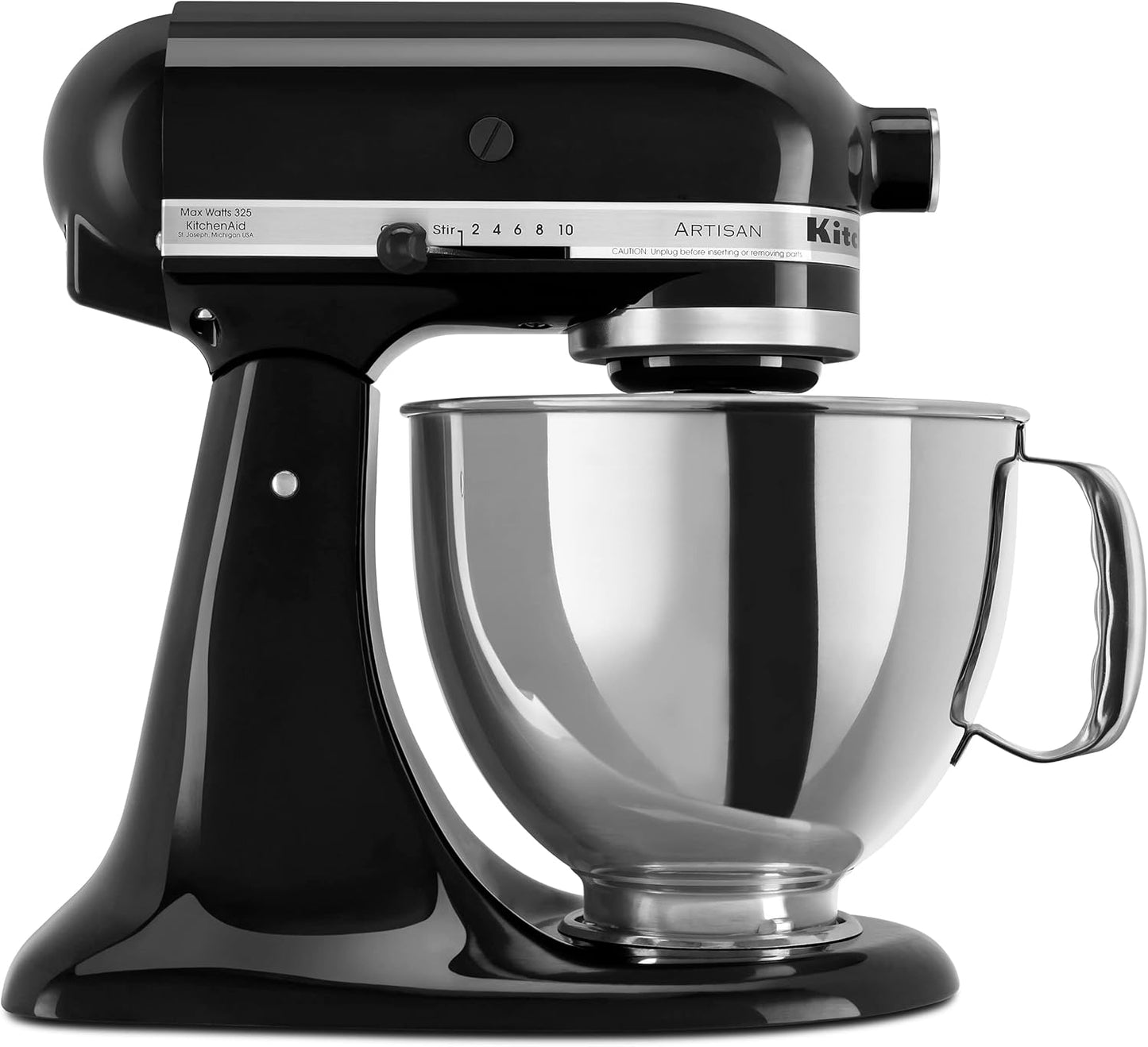 KitchenAid Artisan 5 Qt Tilt-Head Stand Mixer 325W 10-Speed with Flat Beater Dough Hook Wire Whip Pouring Shield 23 lb KSM150PS