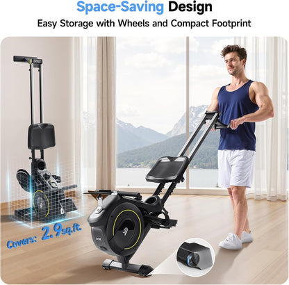 YPOO Magnetic Rowing Machine Foldable 350 lb Capacity 16-Level Silent Resistance Full-Body Cardio Home Gym RM930