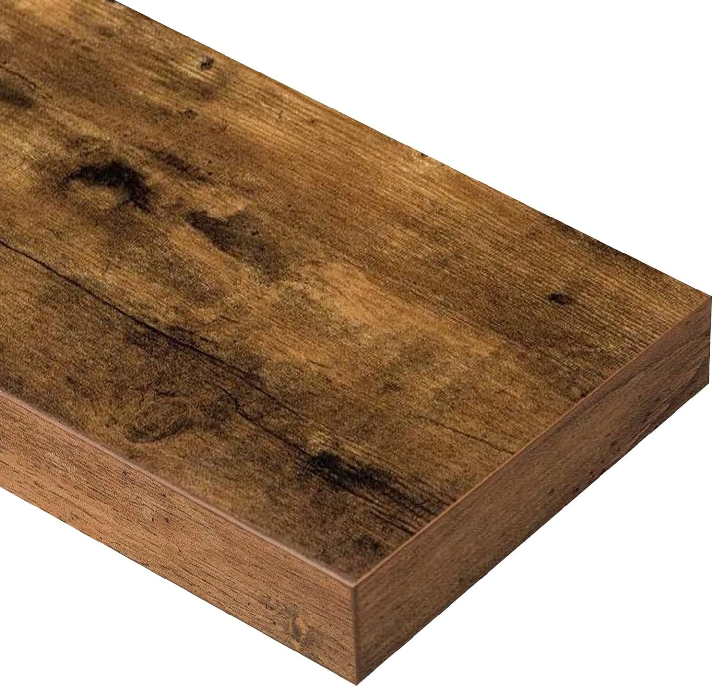 QEEIG Farmhouse Floating Shelves Wall Mounted 15.7 in Set of 2 Engineered Wood Rustic Brown 008-40BN