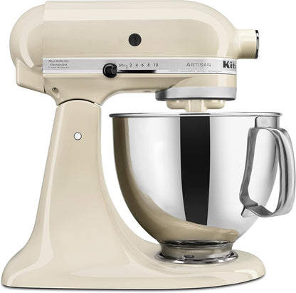 KitchenAid Artisan 5 Qt Tilt-Head Stand Mixer 325W 10-Speed with Flat Beater Dough Hook Wire Whip Pouring Shield 23 lb KSM150PS