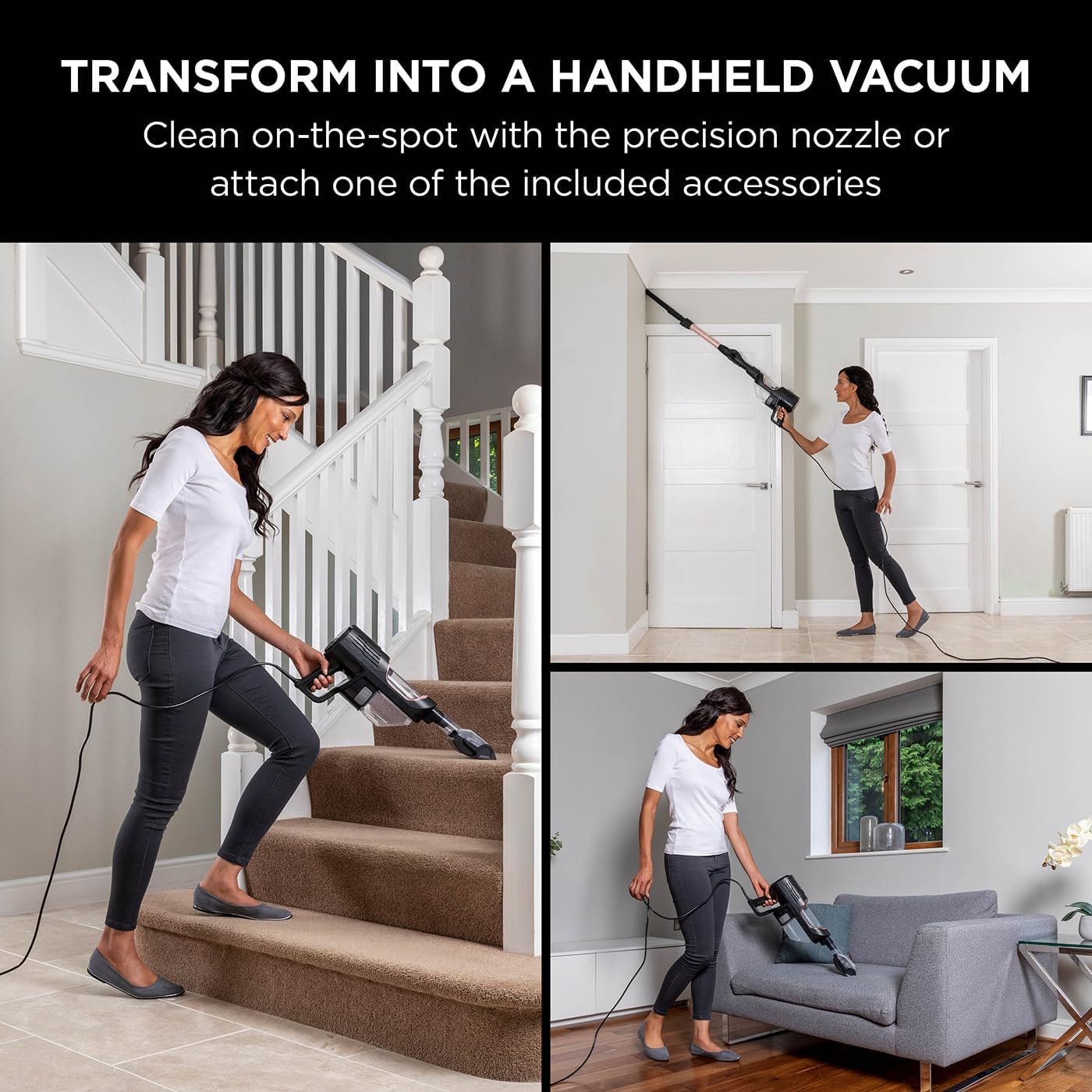 Shark HZ500UKT Corded Stick Vacuum Cleaner Anti Hair Wrap DuoClean Flexology 10m Cord 450W 10.6 lb Rose Gold