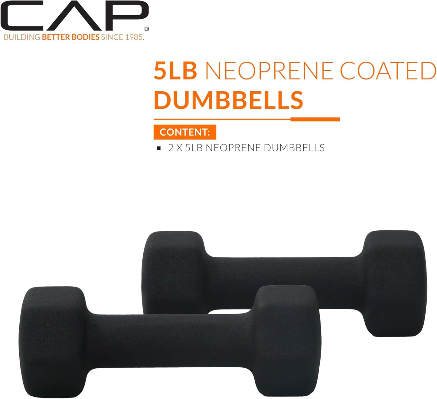 CAP Barbell Neoprene Dumbbell Pair 5 lb Black