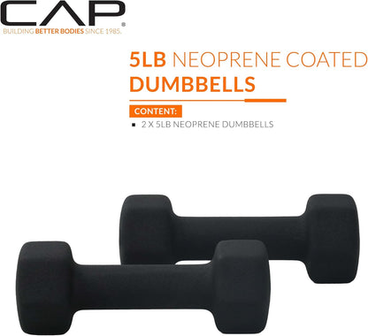 CAP Barbell Neoprene Dumbbell Pair 5 lb Black