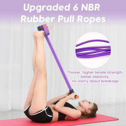 Hacole 6-Tube Pedal Resistance Band with Handles Natural Rubber Full Body Exercise Equipment for Abdomen Waist Arm Leg Pilates