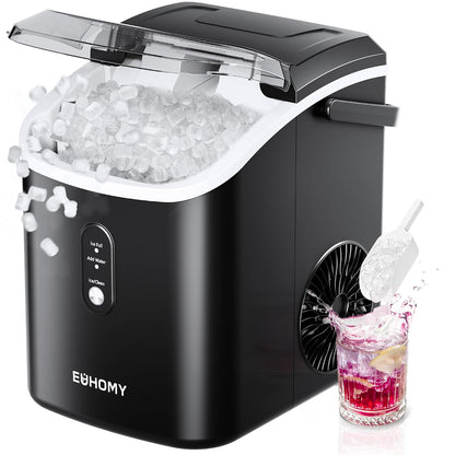 EUHOMY Nugget Ice Maker Countertop Chewable Pellet Ice Self-Cleaning 34 lbs/Day Portable